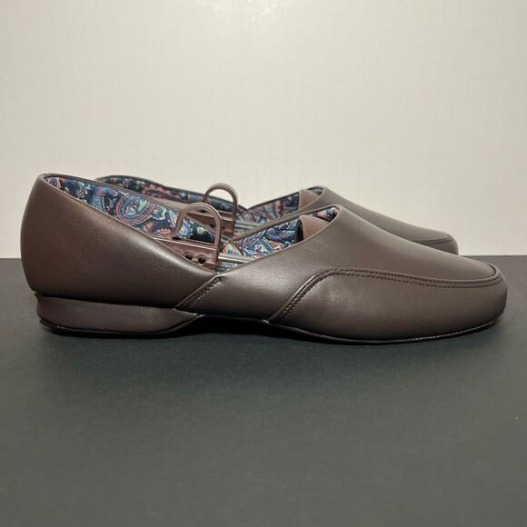 Mens DR. LEONARDS Brown Leather Slip On Comfort Flats / Size 10 Medium - Picture 2 of 9